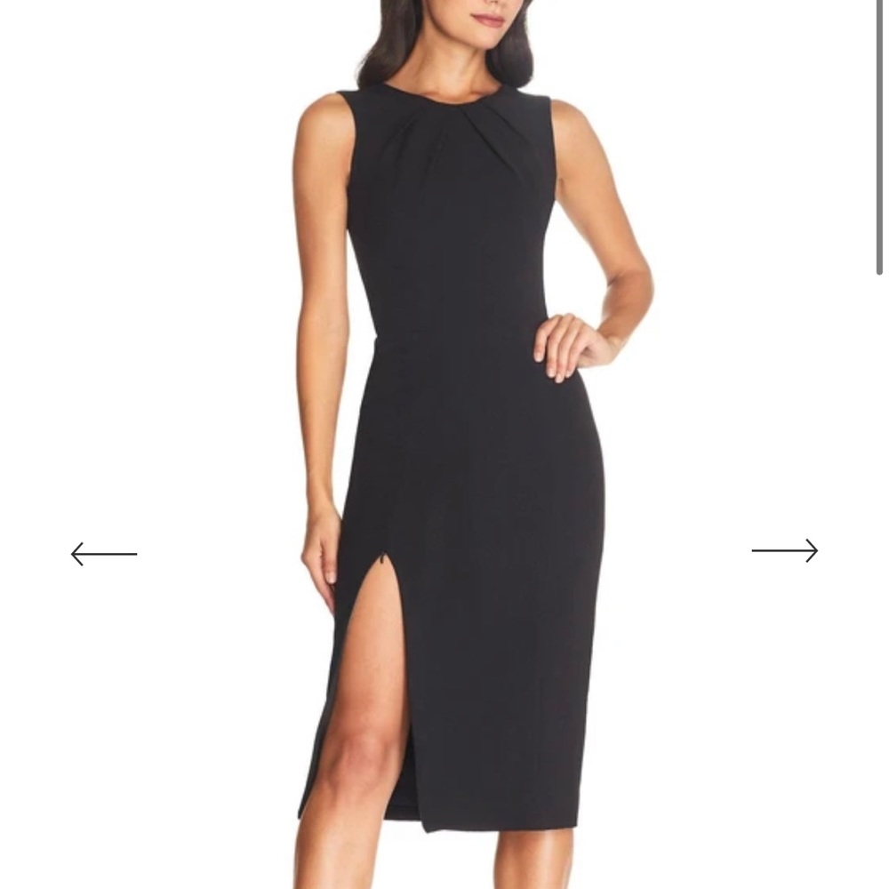 Dress the Population Black Midi Dress with Slit